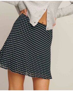 Reformation Black Polka Dot Slip Mini Skirt